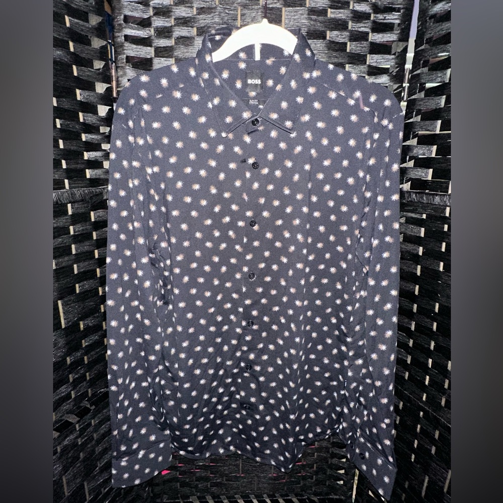 NWT Hugo Boss Roan Slim Fit Stretch Button-Up Shirt